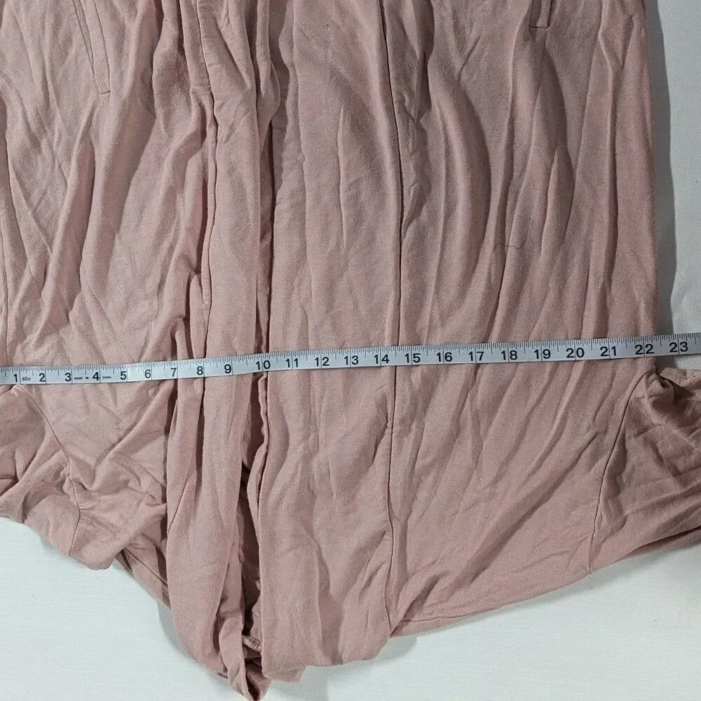 Minimalist Soft Girl Slub Pink Open Front Cardigan with Pockets A New Day XL
